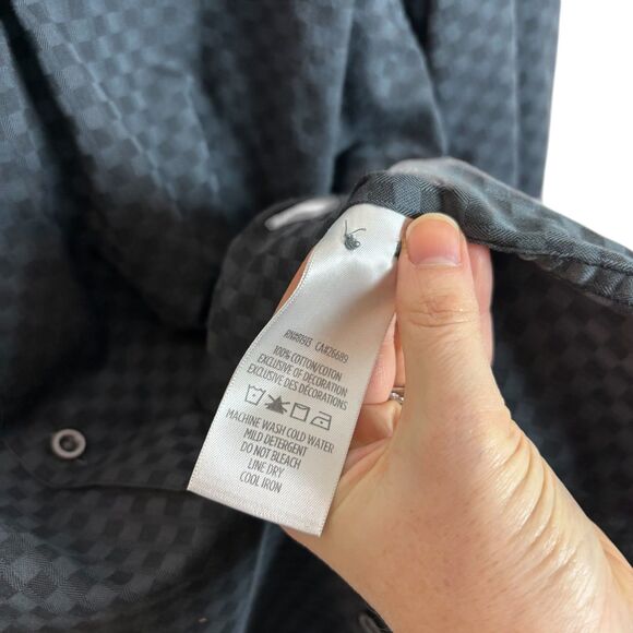 Robert Graham Gray Black Checkered Button Down Long Sleeve Shirt Mens XL Classic - Picture 5 of 6
